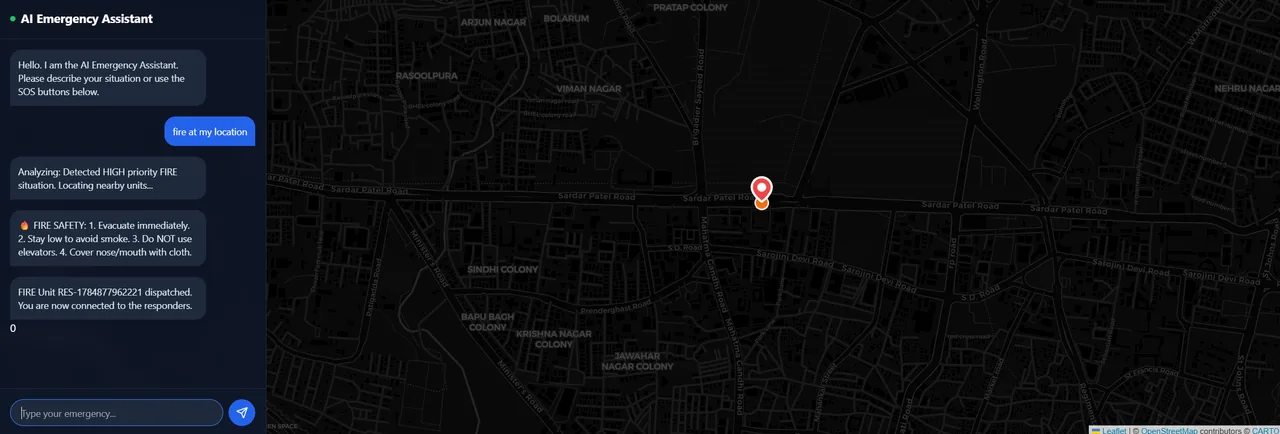 Hyd-DSS: the AI emergency assistant chat beside a live incident map