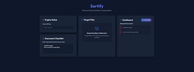 Sortify document classifier interface
